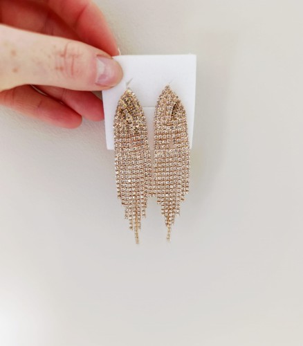 eleganckie kolczyki damskie z cyrkoniami, złote