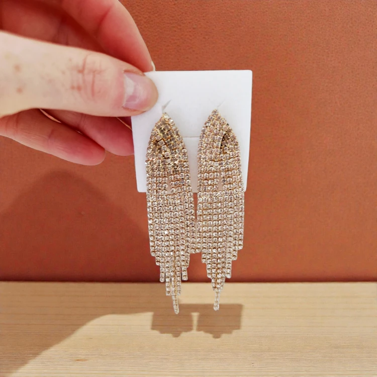 kolczyki długie damskie do sukienki z cyrkoniami