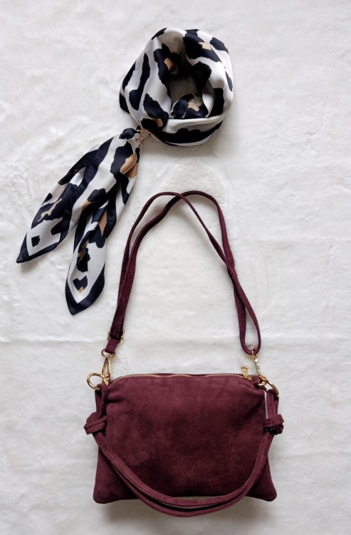 torebka skóra naturalna burgund na ramię