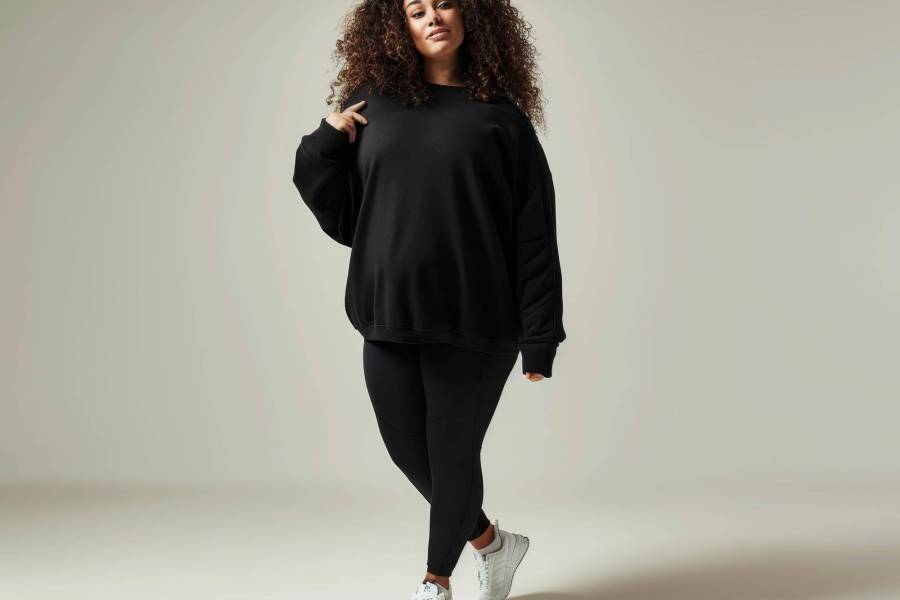 Bawełniany dres damski czarny oversize idealny do codziennych stylizacji
